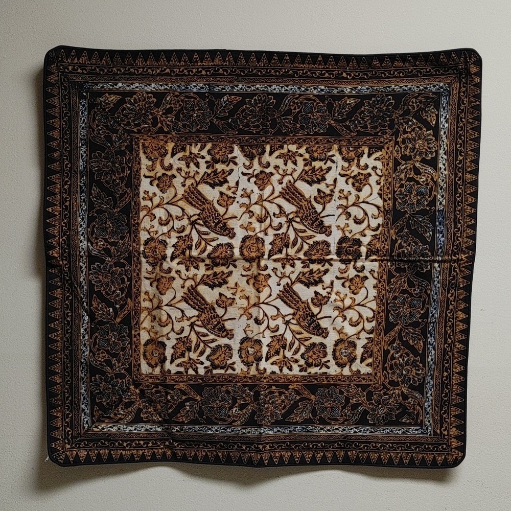 Blue & Tan Batik Pillow Cover 25.5x24.5